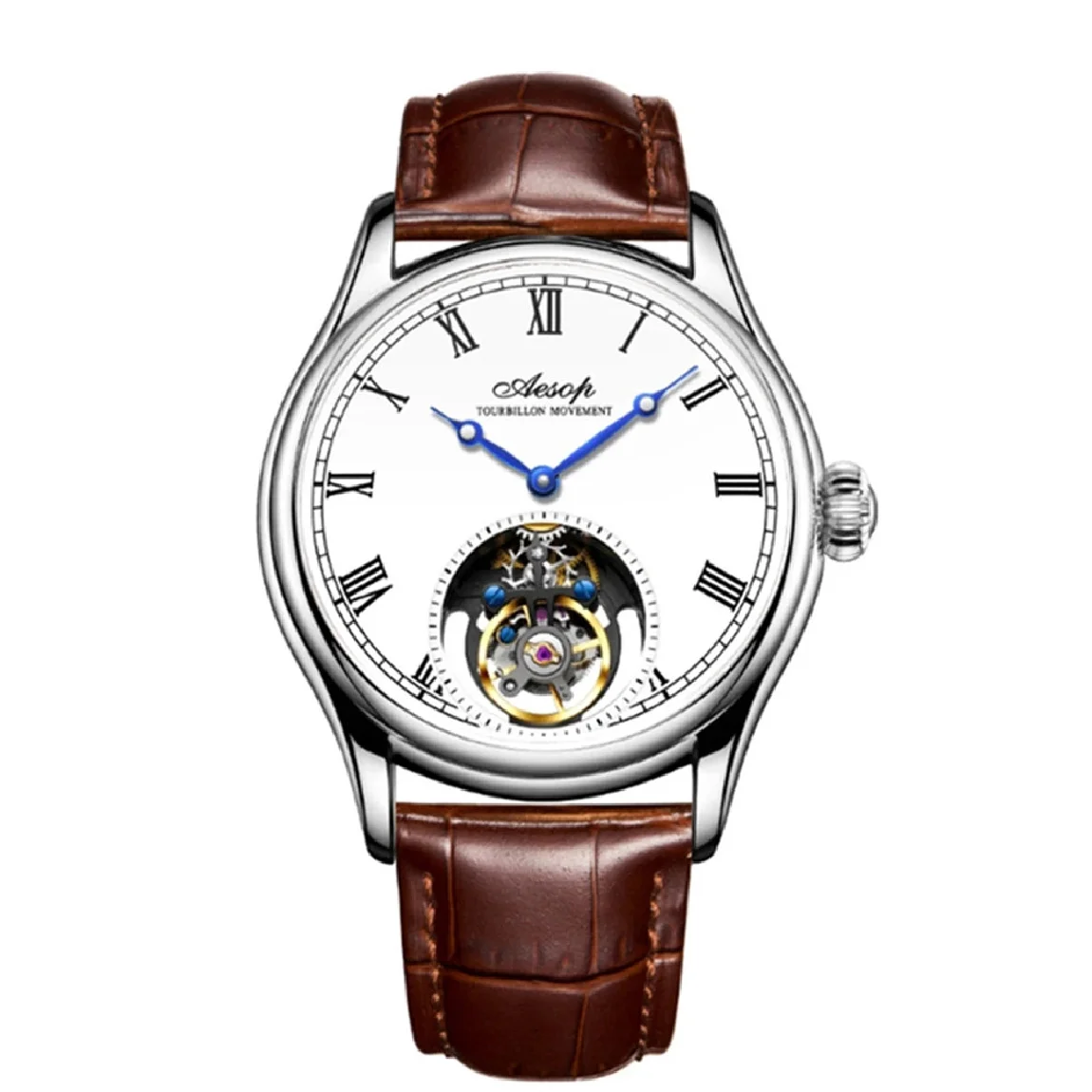 

AESOP Business Men's Flying Tourbillon Skeleton Watch Sapphire Waterproof Men Mechanical Wristwatches Male Clocks