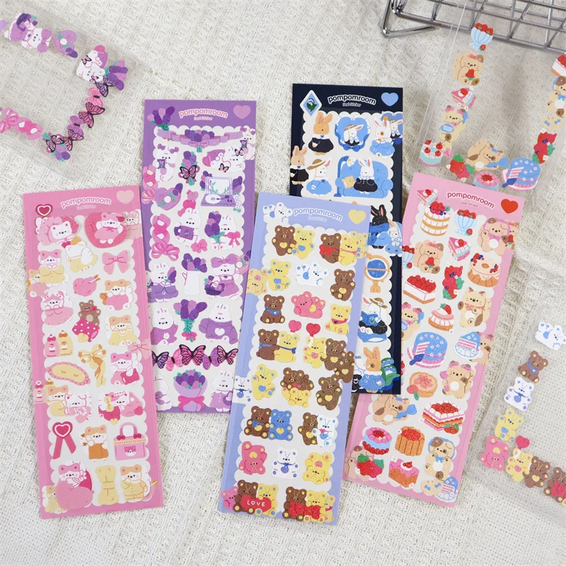 

Korean ins Cute Cat Stickers Idol Card Journal Planner Decorative Hand Account DIY Deco Material Stickers Kawaii Stationery