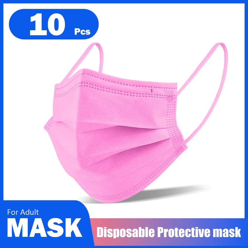 

10-100PCS Face Mask Disposable Meltblown 3 Layers Mascarillas Quirurgicas Homologadas Adult Mouth Mask Colors Masque Fast Ship