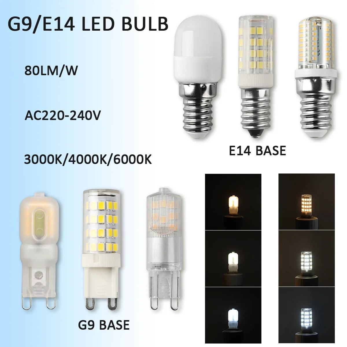 3шт G9 Светодиодная лампа 3W 2W AC 220V 230V E14 SMD2835 Кукурузный свет Замена 30W 40W Галогенный