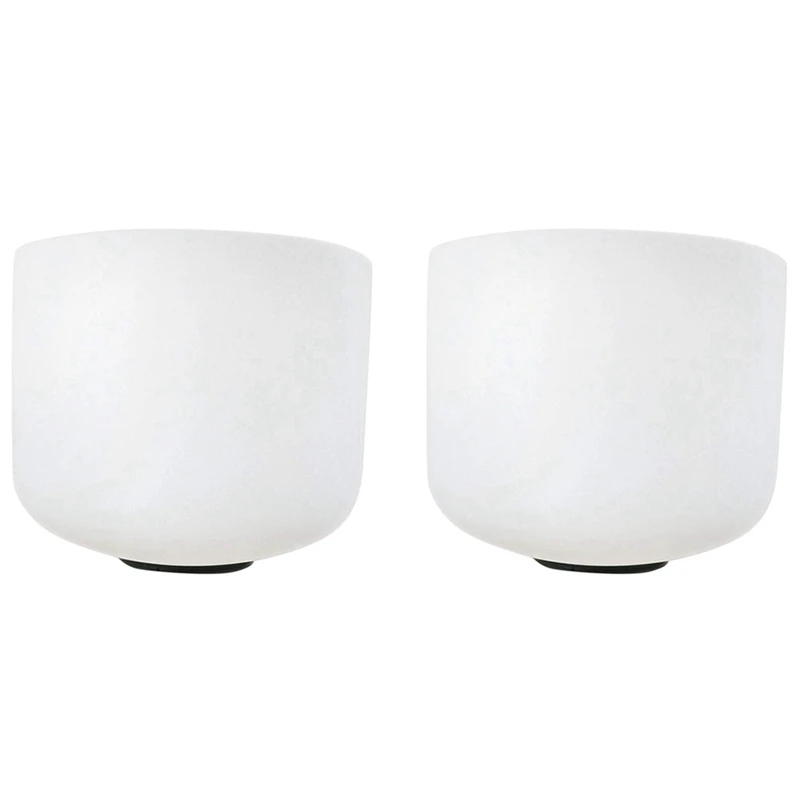 

2Pcs 8 Inch 432Hz Singing Bowl Sound Note Frosted Quartz Crystal Meditatio - E Solar Plexus Chakra & B Crown Chakra