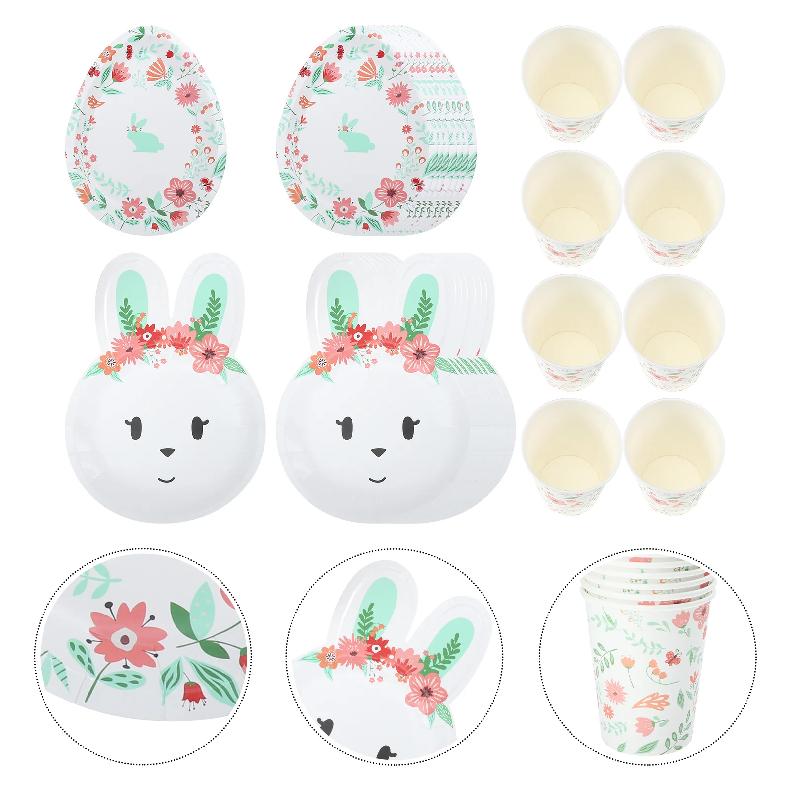 

1 Set Easter Party Disposable Cups Plates Dinnerware Tableware Party Favors