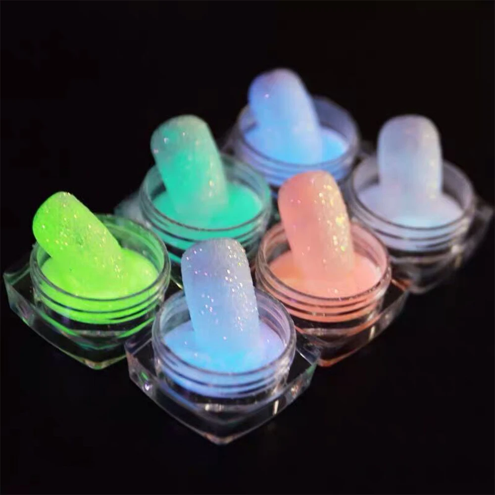 6Color/Set Nail Phospescents Powder,3G/Bottle Neon Phosphor Powder Nail Glitter Powder,Glow In Dark  Nail Art Nail Fluorescent-7