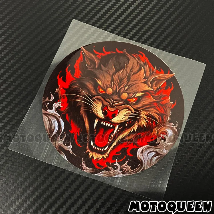 Мотоциклетная наклейка на бак алюминиевый боковой ящик волк пламя всадник