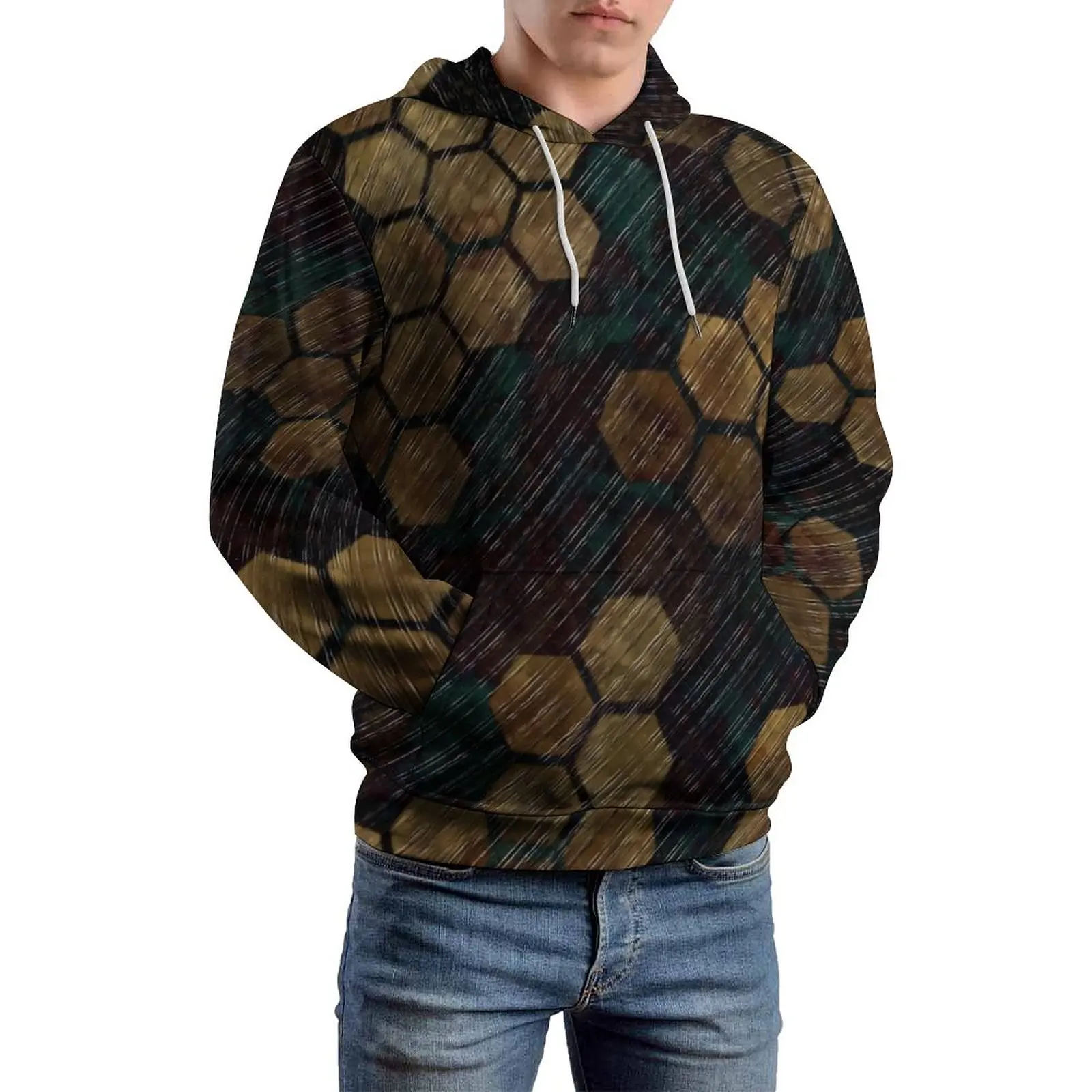 

Abstract Hives Loose Hoodies Vintage Print Pullover Hoodie Couple Long-Sleeve Oversized Streetwear Graphic Hooded Sweatshirts