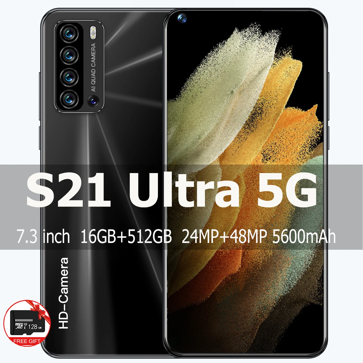 

SmartPhone S21 Ultra 7.3 Inch Global Version Telephone Inteligente 5G Dual Sim Unlocked Mobile Phones 48MP 16GB+512GB Celulares