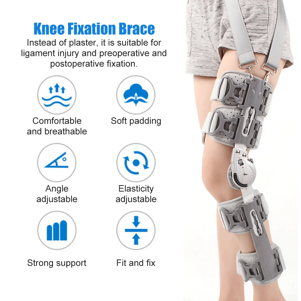 Adjustable Knee Joint Fixation Brace Hinged Knee Brace Fracture Ligament Strain Postoperative Meniscus Lower Extremity Fixator