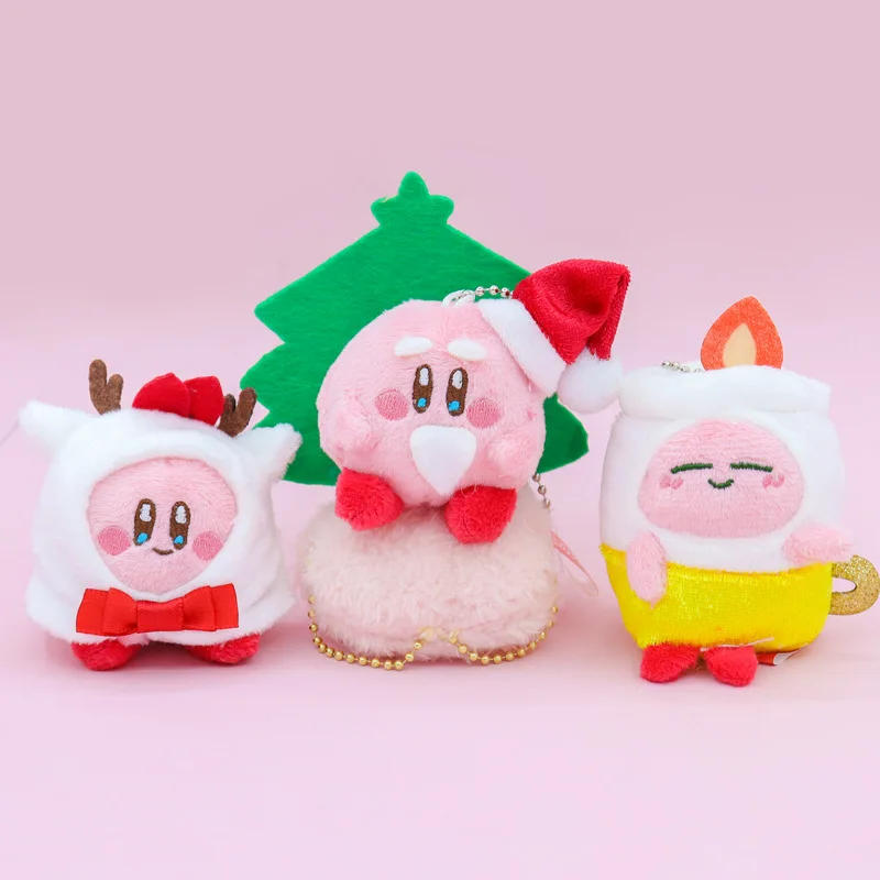 

Kawaii Kirby розовый Санта-Клаус мультфильм креативная Рождественская свеча плюшевые игрушки рюкзак подвеска брелок для мальчиков и девочек подарок на день рождения