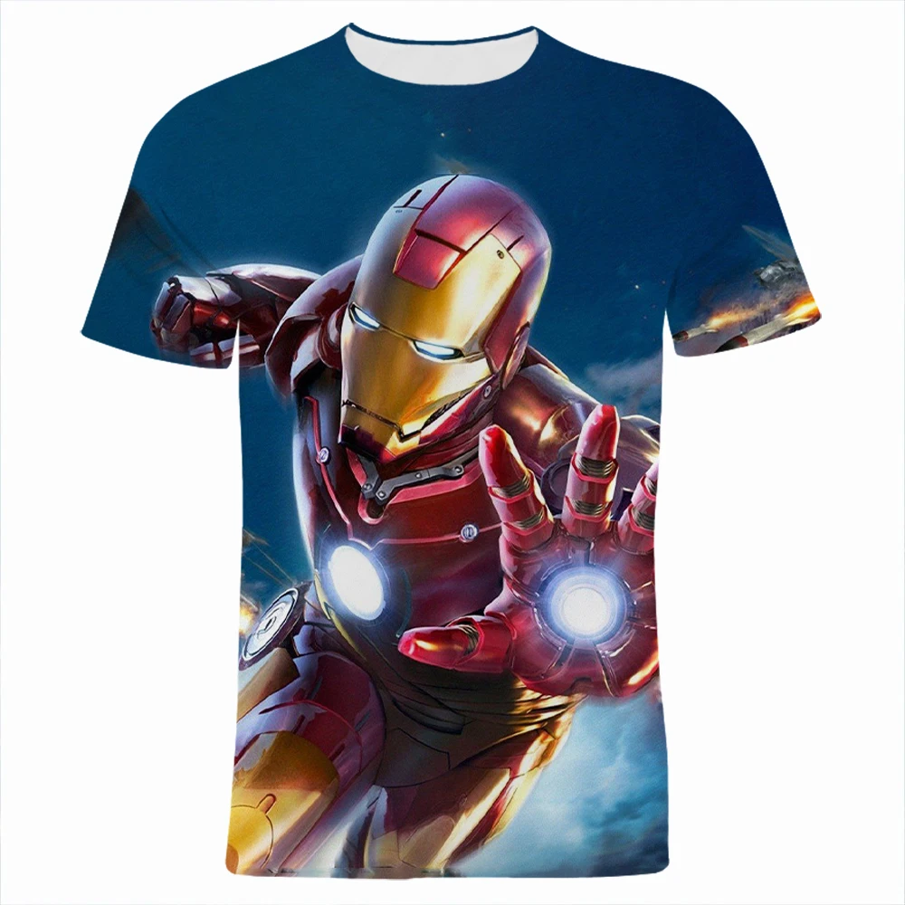 Модные мужские футболки с 3D-принтом Железного человека летние свободные детские