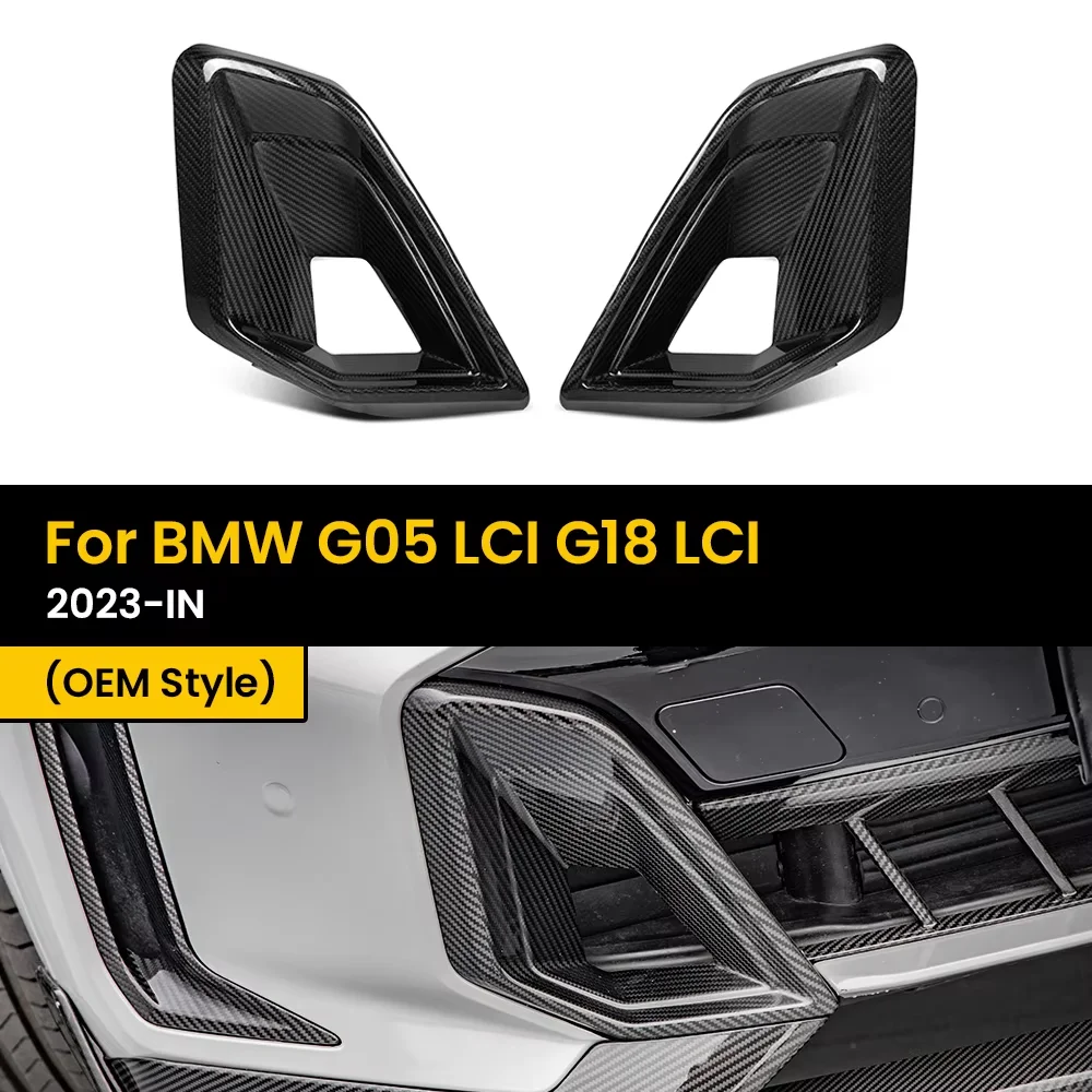 

Передняя накладка воздухозаборника из настоящего сухого углеродного волокна для BMW G05 LCI G18 LCI OEM Style 2023-IN 2 шт./компл.