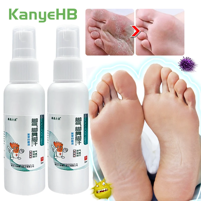 

2Pcs Beriberi Spray Anti Fungal Anti-itch Tinea Pedis Athlete's Foot Treatment Spray Remove Foot Odor Herb Medical Spray A1130