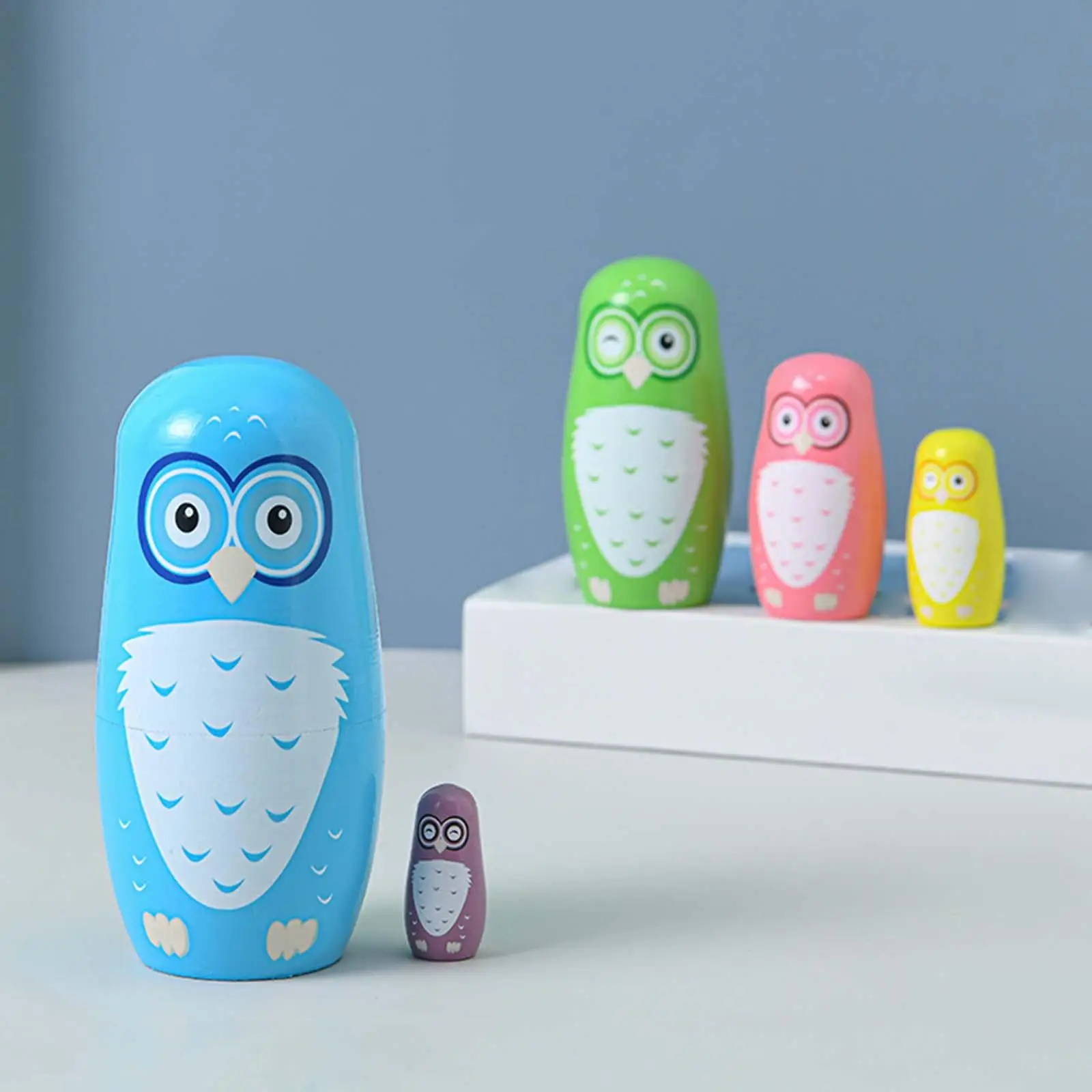 

5x Hand Painted Wooden Nesting Doll Matryoshka Dolls Stacking Doll for Kids