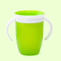 360 degrees can be rotated baby learning drinking cup with double handle flip lid leakproof magic cup infants water cups bottle