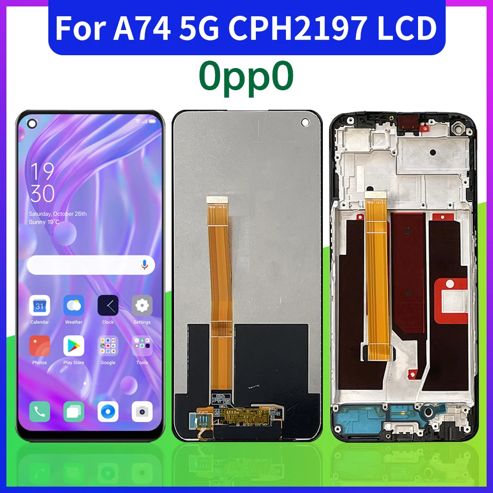 

OPPO A74 4G 6.43 inch original CPH2219 LCD touch screen digitizer assembly replacement OPPO A7 4 display screen (with frame)