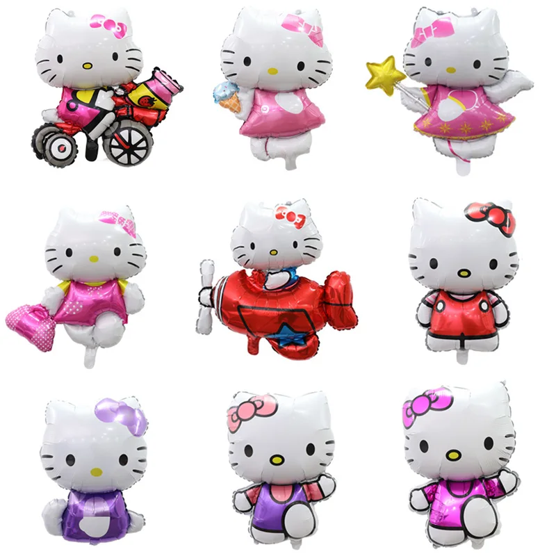 

Воздушные шары Hello Kitty из алюминиевой пленки, праздничный семейный наряд, игрушечные шары в виде животных, кошки КТ, для детского дня рождени...