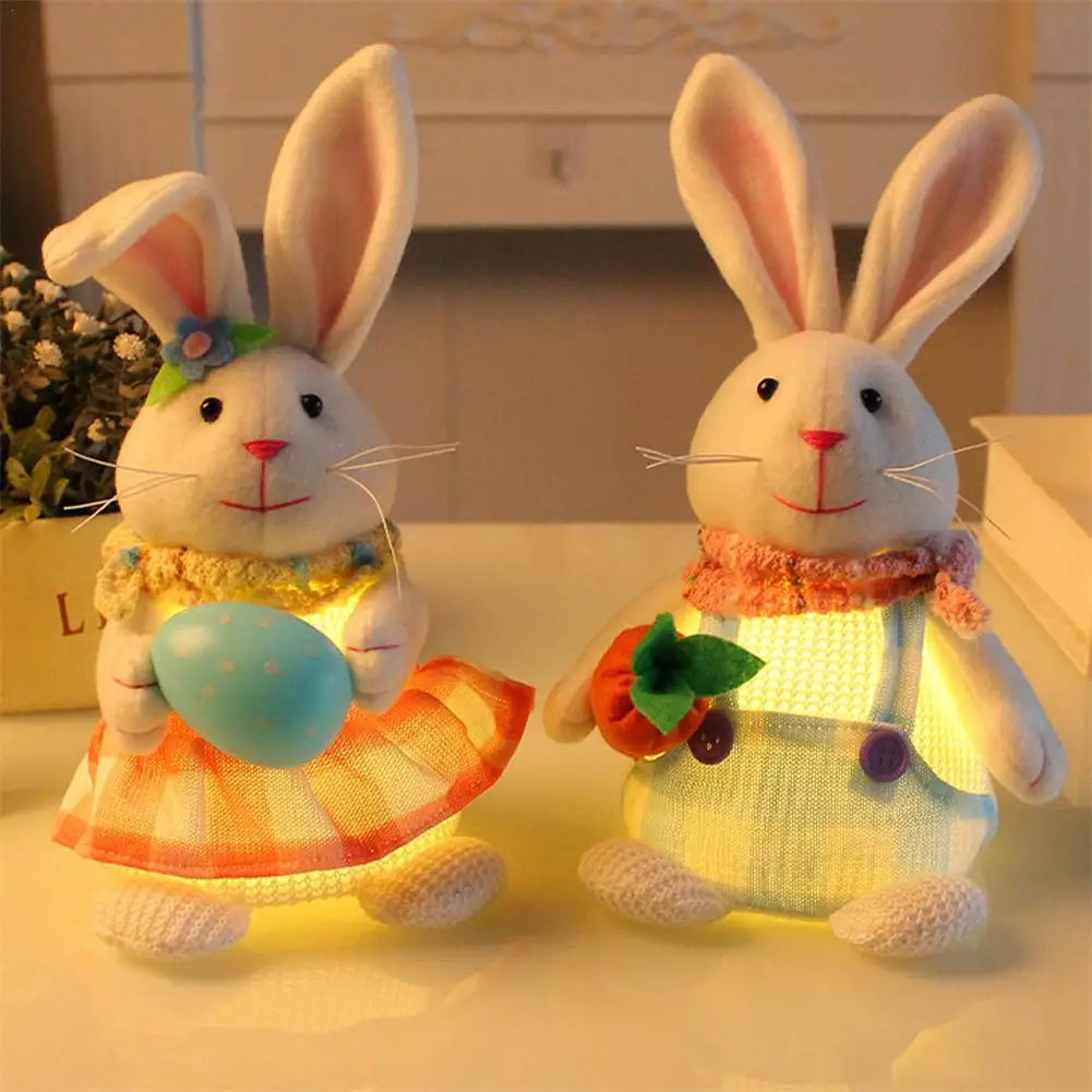 

Пасхальный светящийся кролик, кукла с яйцами, корзина для моркови, кролик, кукла, настольное украшение, счастливая Пасха, искусственное украшение, детский подарок на Пасху