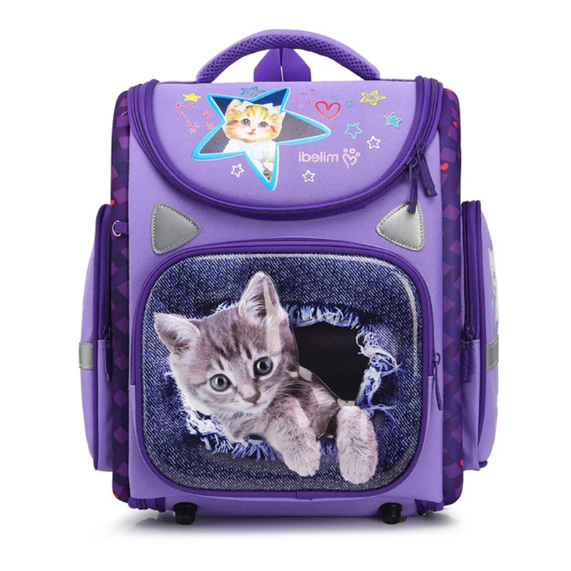 NEW Fashion Girls Cartoon Cat Waterproof School bags For Kids 1-5 Grade Children Orthopedic School Backpacks Mochila Escolar