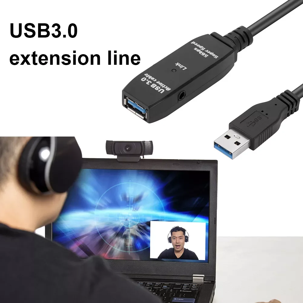 

5/10/15/20m USB3.0 Signal Manifier Extension Cable Adapter Cord 5GBPS Fast Transmission Rate Male to Female Signal Cable