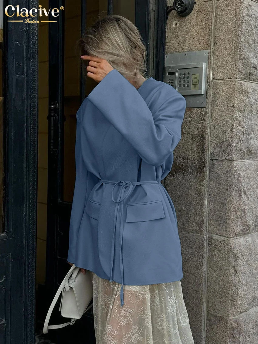 Clacive модные свободные коричневые офисные женские рубашки 2025 повседневная