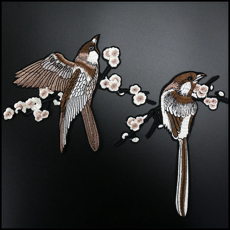 

Magpie plum blossom bird embroidery cloth paste clothes patch paste clothing handmade diy decorative accessories ironing paste
