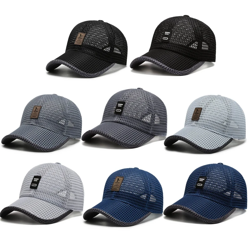 

2023 Summer Women Men Mesh Baseball Cap Solid Snapback Label Stick Sunhat Outdoor Breathable Hip Hop Baseball Hats Casquette