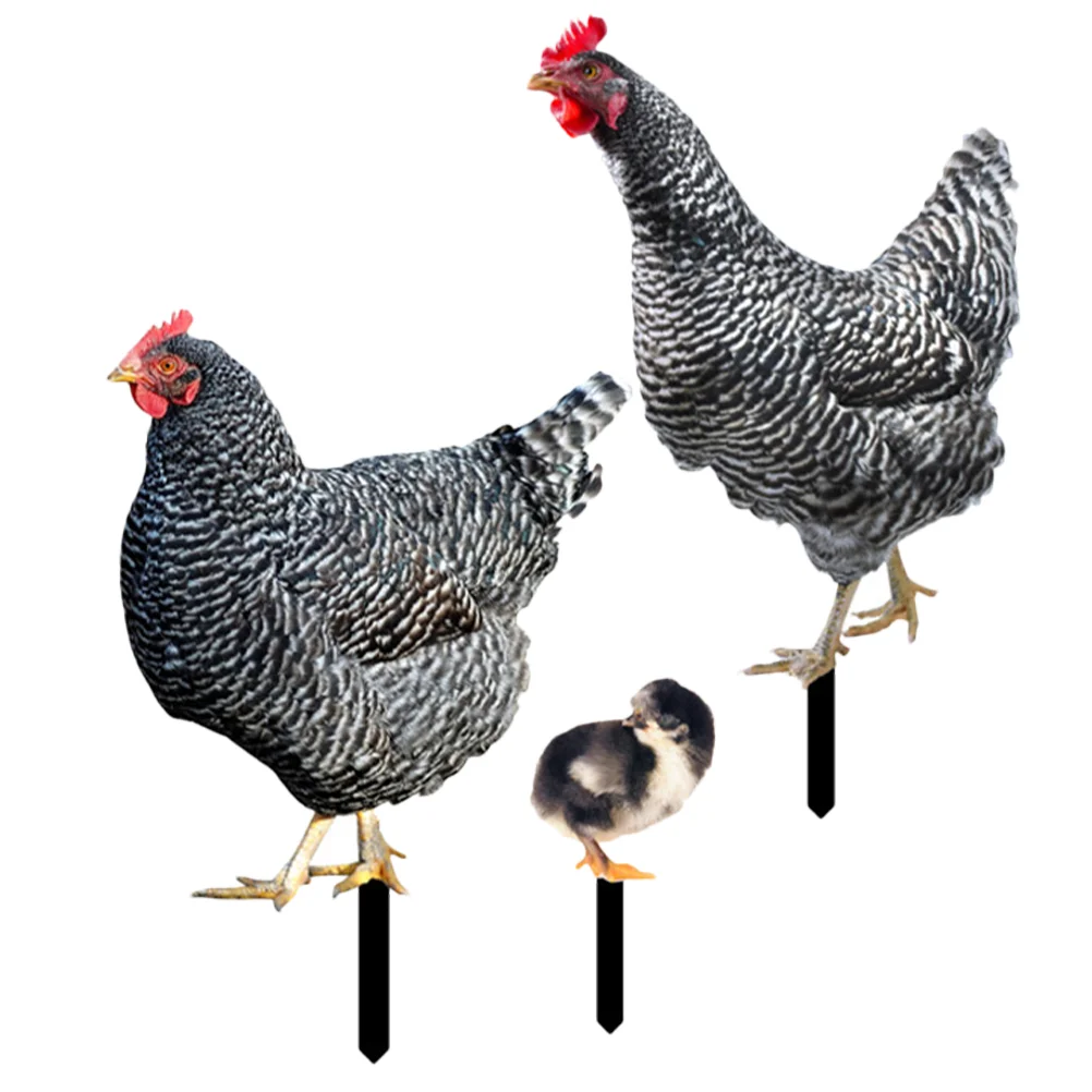 

3 Pcs Garden Ornaments Pheasant Stake Mirror Trim Yard Outdoor Lawn Decor Decorations Insert