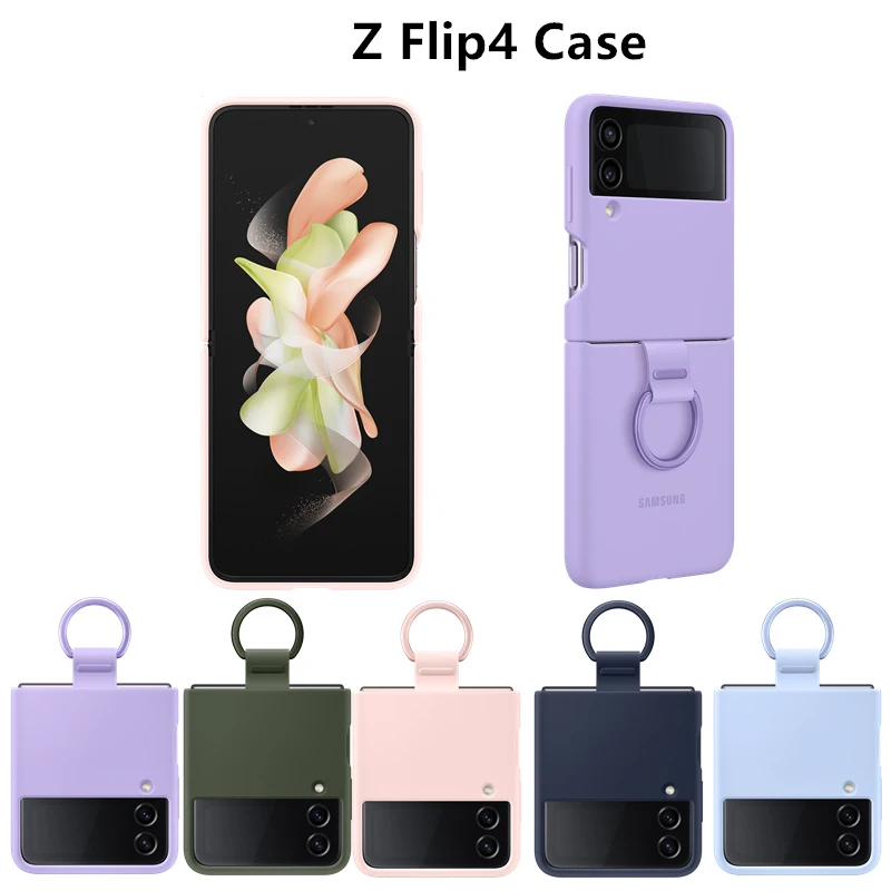 

Original Samsung Z Flip4 5G Silicone With Ring Case For Samsung Galaxy Z Flip 4 Phone Cover Clear Cases, EF-PF721
