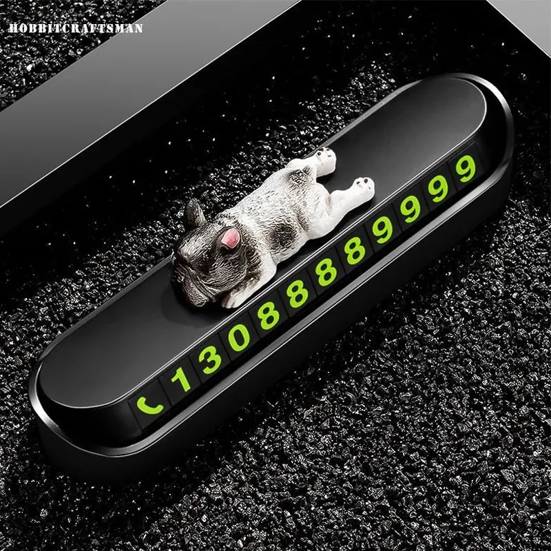 

Universal Car Phone Number Night Luminous Bulldog Temporary Parking Card Phone Number Car Plate Car Accessories Styling Sticker