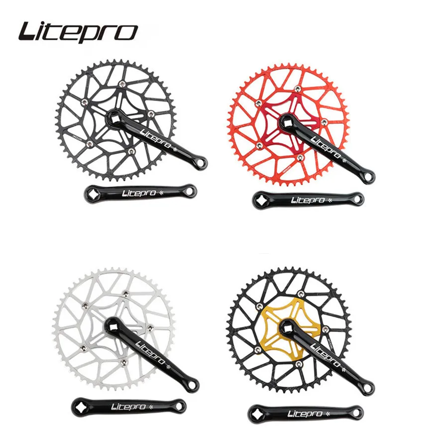

JKLitepro Litepro Crank Folding Bike Retro Crankset BCD130mm Sprocket Single Disc Chainwheel 56T 58T Chainring For Brompton