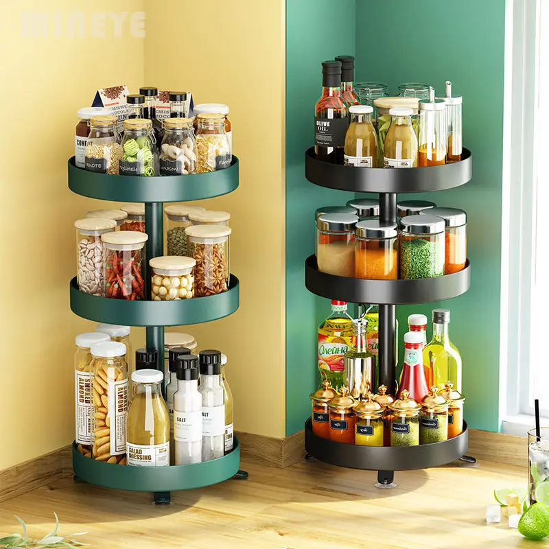

Kitchen Spice Box Storage Holders & Racks 360 Degree Rotation Plastic 3-layer Bathroom Cosmetics Organization Tray Space Saving