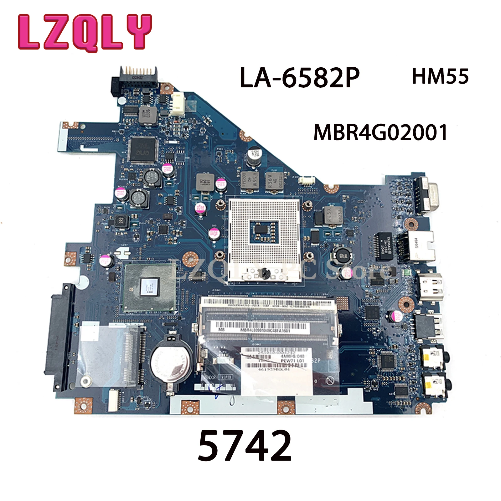 

LZQLY For ACER Aspire 5742 PEW71 LA-6582P MBR4L02001 MB.R4L02.001 MBRJW02001 Laptop Motherboard HM55 Free CPU Main Board