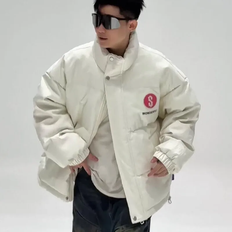 2024 зимнее мужское модное брендовое утепленное пальто с воротником-стойкой и