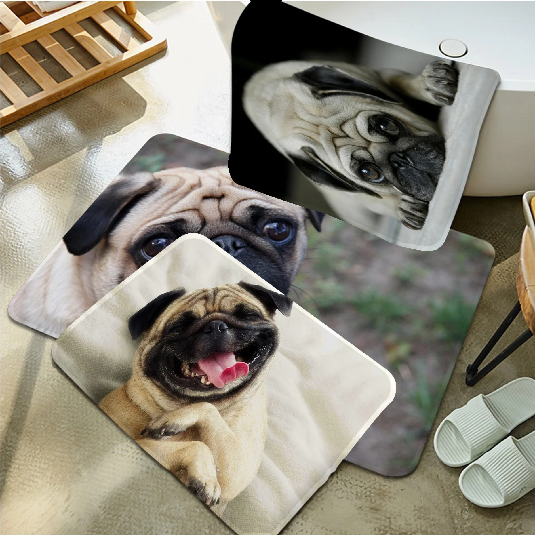 

Cool Cute Pug Door Mat Nordic Style Bedroom Living Room Doormat Home Balcony Anti-Slip Welcome Rug