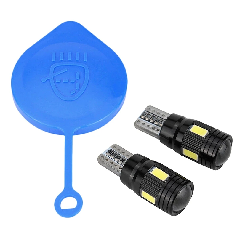 

2Pcs Car Canbus T10 Led Light 5730 6Smd Error Free 12V Bulbs W5W 168 194 Lens 6000K With Car Blue Windshield Wiper Washer Fluid