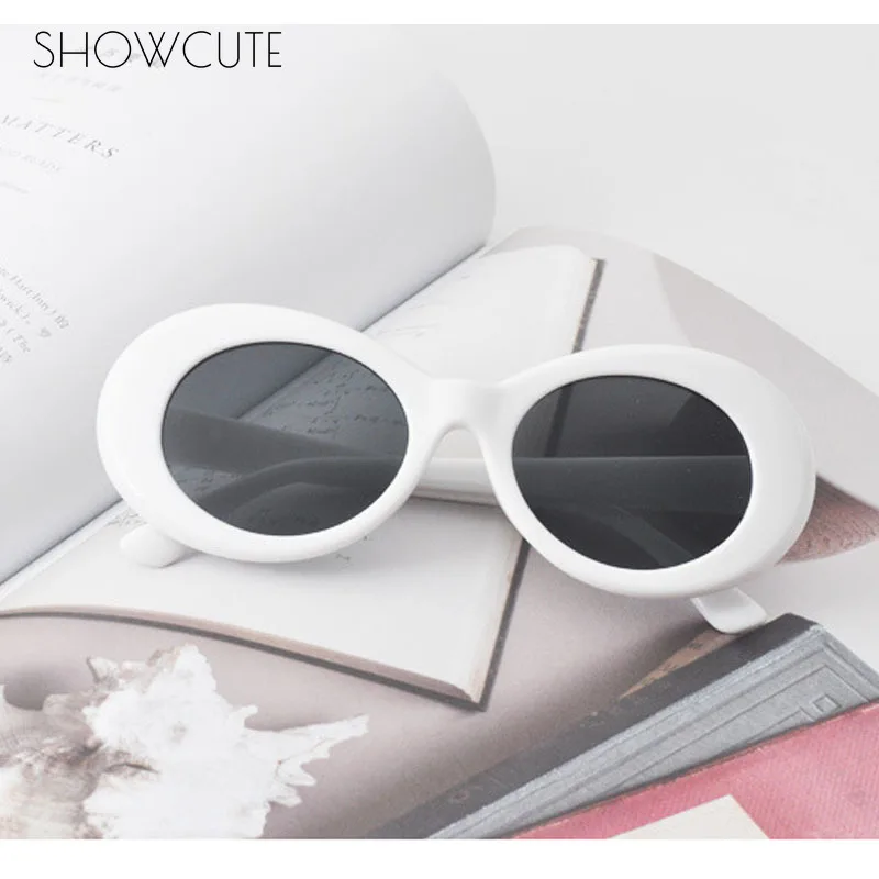 

Vintage Oval Sunglasses Ladies Trendy Retro Sunglasses Eyewear Cat Eye Glasses UV Lunette De Soleil Male Female Black White