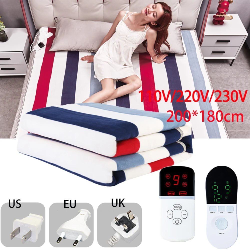 

Electric Blanket Thicker Heater Double Body Warmer 180*200cm Intelligent Safe Heated Blanke Thermostat Electric Heating Blanket