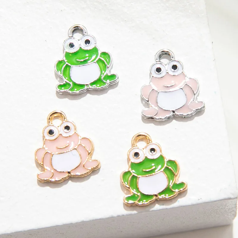 

5pcs Enamel Alloy frog Charms for Jewelry Making Accessories Wholesale Cartoon Gold Plated Pendants Bracelets Necklace Findings