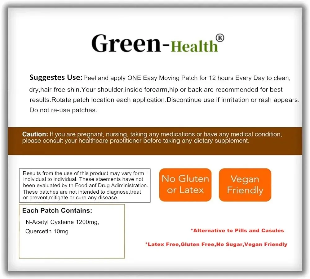 Трандермальные пластыри NAC N-ацетил цистеин с кверцетиновой поддержкой для