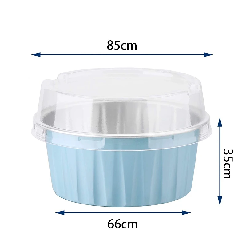 Promotion! 200Pcs 5Oz 125Ml Disposable Cake Baking Cups Muffin Liners With Lids Aluminum Foil Cupcake Cups-Blue |