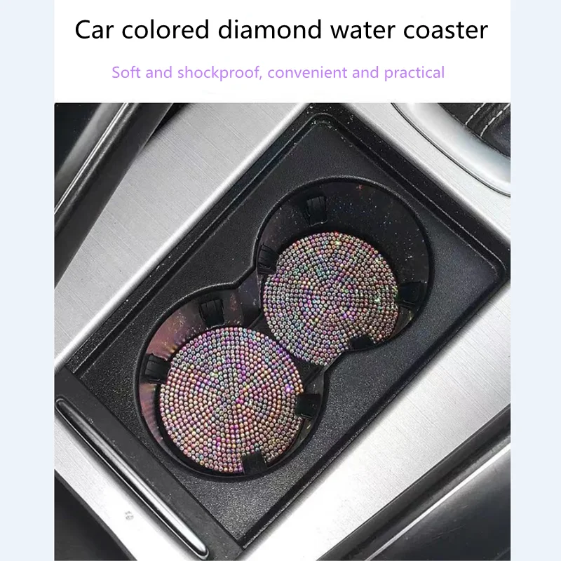 

Car universal interior with drill cute storage slot mat non-slip mat thermal insulation coaster water coaster with diamond