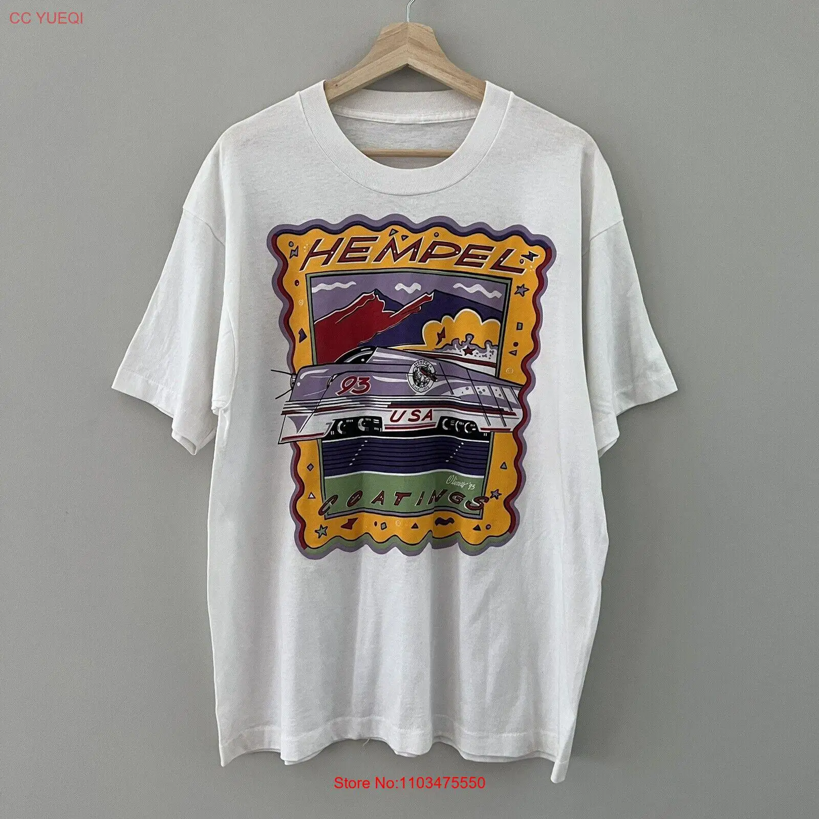 Винтажные 1993 Hempel покрытия США железнодорожный поезд графический Tee - No Tag / XL