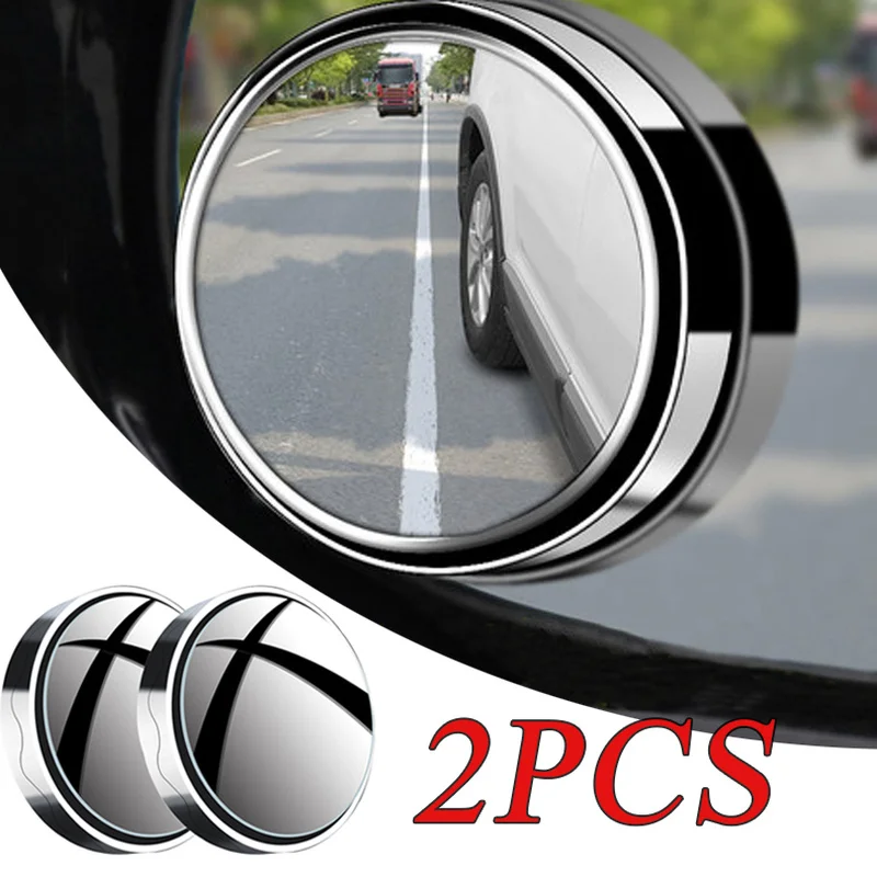 

New 2 Pcs Car Suction Cup Mount Auxiliary Rearview Mirror 360 Degree Rotating Wide-angle Round Frame Blind Spot Mirror