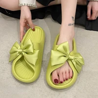new fashion women home slippers cute non slip bath floor shoes eva bow solid soft summer slides for womans casual shoes size 41