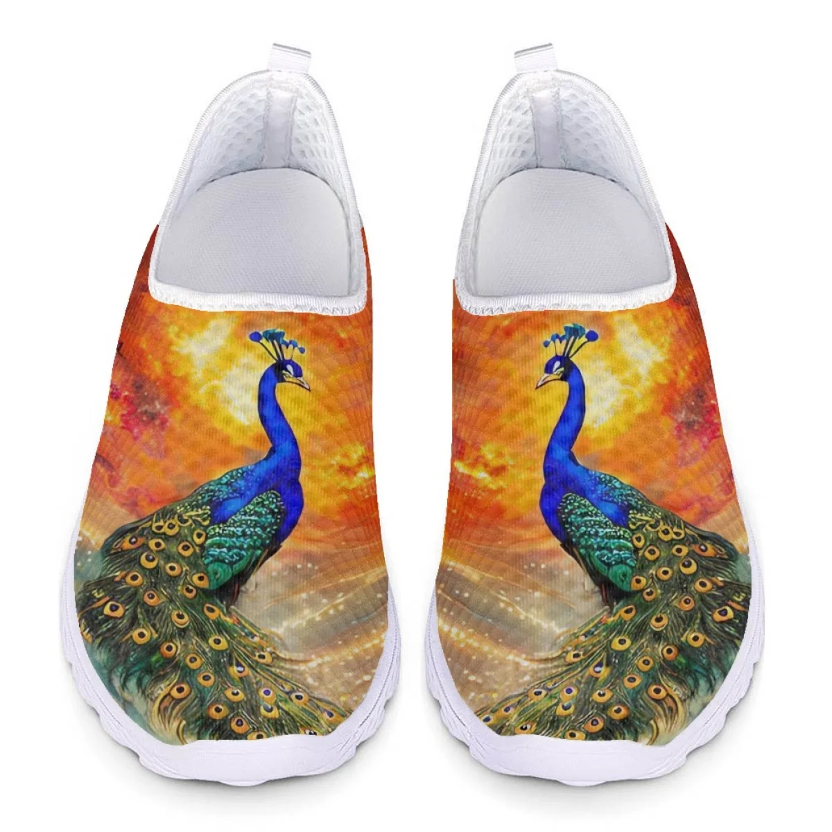 

Beautiful Peacock Mesh Sneakers Custom Men Breathable Flat Shoes Designer Comfortable Soft Shoes for Women Zapatos Mujer Verano