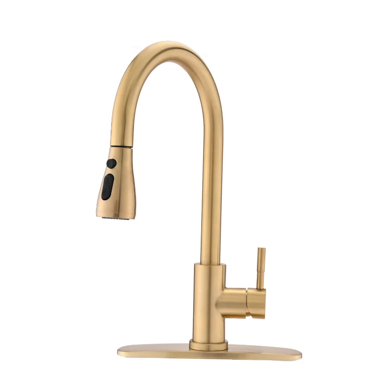 

Pull Down Kitchen Faucet with Sprayer Stainless Steel Brushed Gold Brushed Gold Stainless Steel [US Stock]