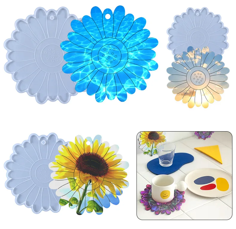 

Daisy Flower Coaster Epoxy Resin Mold Cup Mat Pad Silicone Mould DIY Crafts Decorations Ornaments Casting Tools