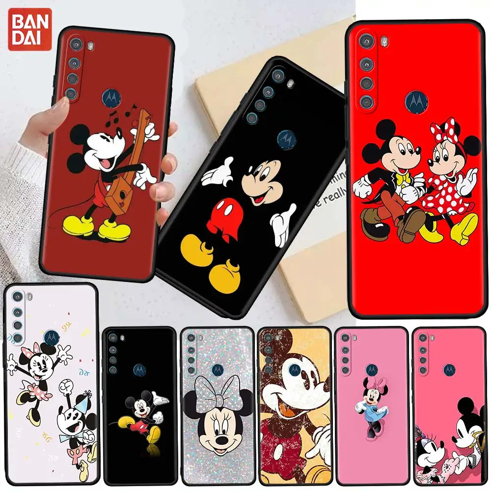 

Mickey Mouse Cartoon Pink Case For Motorola G30 One Fusion Plus G9 Play G8 Power Lite E6s G Stylus G60 Edge 20 Black Phone Cover