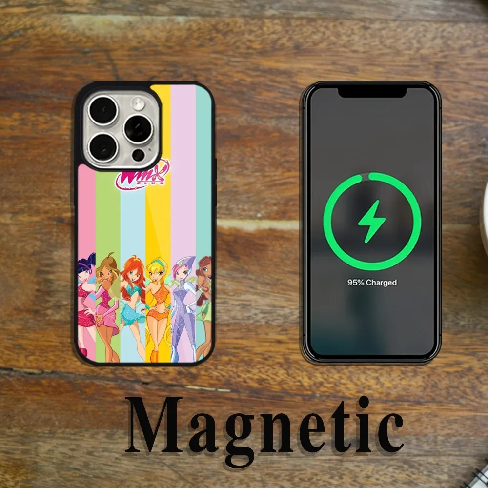 MINISO W-Winx Girl Clubs Cartoon B-Believix Чехол для телефона Magsafe Magnetic iPhone 11 12 13 14 15 Pro Max Plus