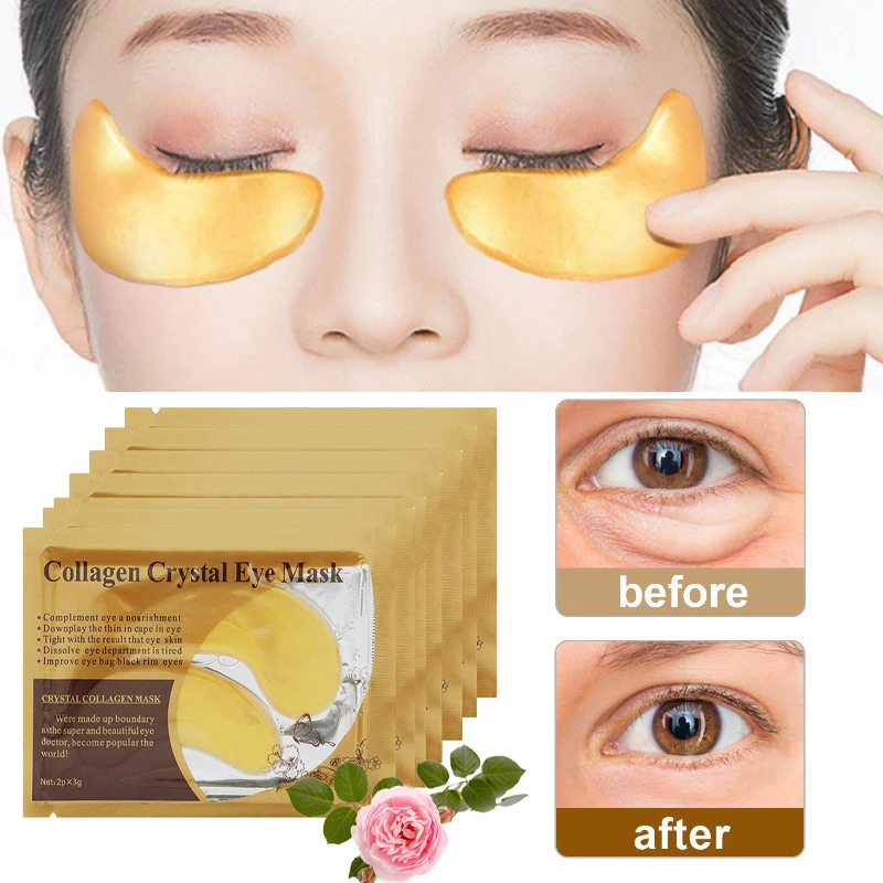 

24K Gold Anti-aging Eye Patches Remove Dark Circles Puffy Bags Fade Fine Lines Eye Masks Firm Lift Whiten Beauty Skin Care 8PCS