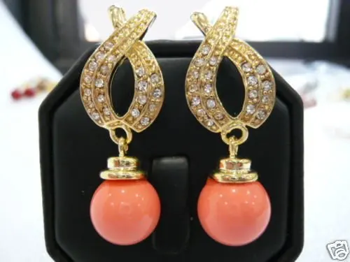 

Nobility Pretty GP pink coral Jewelry Earring Earrings Wonderful Nobility Fine Wedding Jewelry Lucky Women's Fine Factory direct